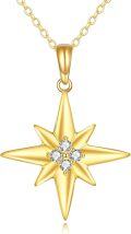 wholesale 14K Gold Moissanite Star Necklace - Sparkling North Star Pendant, 16-18 Chain, Gift for Women-0-0