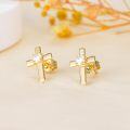 wholesale 14K Gold Moissanite Cross Stud Earrings - Religious Jewelry-0-4