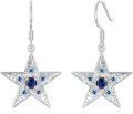wholesale 925 Sterling Silver Blue Pink Sapphire Star Heart Dangle Earrings for Women-0-0