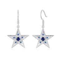 wholesale 925 Sterling Silver Star Earrings Wholesale With Blue Crystals Elegant And Delicate Design-Star-Blue Sapphire