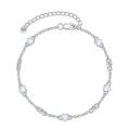 wholesale 925 Sterling Silver Blue Heart Link Bracelet With Cz-0-6