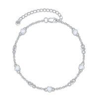 wholesale 925 Sterling Silver Blue Heart Link Bracelet With Cz-Z-Heart Opal Bracelet 7\"-9\"