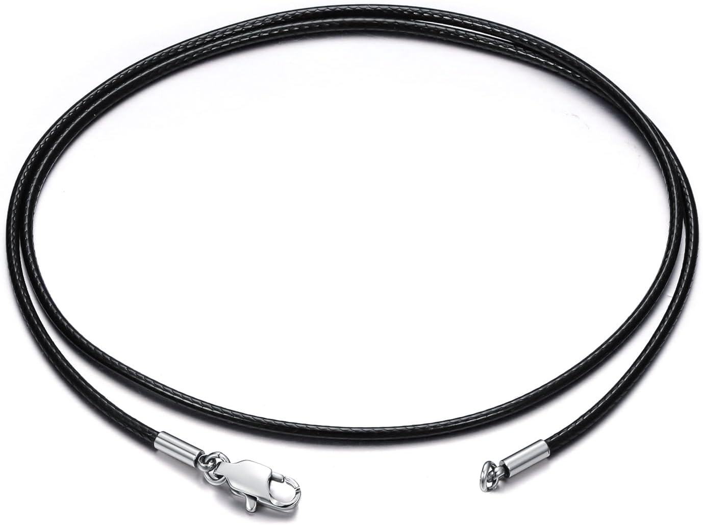  Metal Leather Italian 2mm 3mm Black Cord Chain Necklace w Lobster Clasp 14 26 -0-0