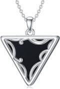 wholesale 925 Sterling Silver Black Onyx Triangular Pendant Necklace - Unique Geometric Design Gift for Her-0-0
