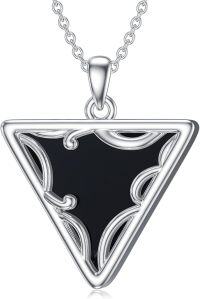 wholesale 925 Sterling Silver Black Onyx Triangular Pendant Necklace - Unique Geometric Design Gift for Her-Black Onyx Triangle