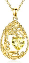 wholesale Sterling Silver Yellow Gold Plated Gemstone Tree of Life Pendant Necklace-0-35