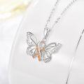 wholesale 925 Sterling Silver Butterfly Pendant Necklace with Orange Stones - PTSD Awareness Inspiring  for Women-0-4