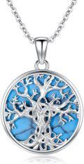 wholesale 925 Sterling Silver Tree of Life Turquoise Stone Pendant Necklace for Women Girls-0-0