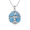 wholesale 925 Sterling Silver Tree of Life Turquoise Stone Pendant Necklaces Wholesale for Women Girls-0-0