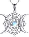 wholesale 925 Sterling Silver Triple Moon Goddess Pendant Necklace with Moonstone for Women-0-0