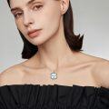 wholesale 925 Sterling Silver Blue Moonstone & White Topaz Four-Leaf Clover Pendant Necklace Gift for Women/Mom-0-1