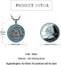wholesale 925 Sterling Silver Blue Stone Triangle Pendant Freemason Themed Men's Necklace-0-3
