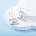 wholesale 925 Sterling Silver Heart-Shaped Dangle Earrings with Cubic Zirconia Stones for Sports Enthusiasts-0-4