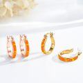 wholesale Rose Gold 925 Sterling Silver Orange Fire Opal Huggie Hoop Earrings for Women-0-2
