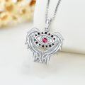 wholesale TOUPOP Evil Eye Necklace For Women Sterling Silver Angel Wings Protection Pendant Necklace With July Birthstone Red Ruby Amulet Jewelry Gifts For Her Women Birthday Graduation -0-2