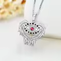 TOUPOP Sterling Silver Red Ruby Angel Wings Protection Pendant Necklace-0-2