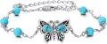 wholesale 925 Sterling Silver & Turquoise Butterfly Wing Beaded Chain Bracelet for Women-0-0