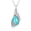 wholesale 925 Sterling Silver Mermaid Pendant Necklace With Teardrop Turquoise In Oxidized Finish-0-0