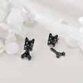 wholesale 925 Sterling Silver Hypoallergenic Cute Dog Stud Earrings - Black French Bulldog-0-3