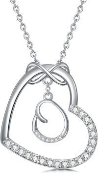 wholesale Sterling Silver Heart Initial Necklace Infinity A Z Letter Necklaces for Women-O