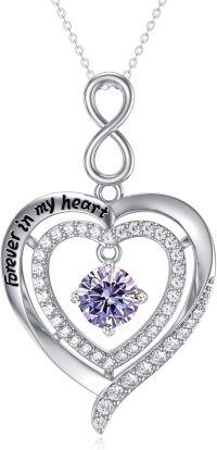 wholesale  Sterling Silver Crystal Infinity Heart Necklace for Women Wife Her -June