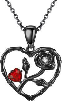 wholesale 925 Sterling Silver Red Heart & Black Rose Infinity Pendant Necklace for Women - Valentine's Day s-Rose-B
