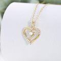 wholesale 14K Gold 0.55ctw Moissanite Double Heart Pendant Necklace for Women-0-2