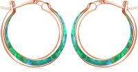 wholesale 925 Sterling Silver Green Opal CZ Huggie Hoop Earrings for Women-B3-green opal(rose glod hoops)