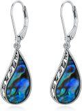 wholesale 925 Sterling Silver Teardrop Paua Shell Leverback French Wire Bohemian Drop Earrings-0-0