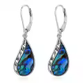 wholesale 925 Sterling Silver Teardrop Paua Shell Leverback French Wire Bohemian Drop Earrings Wholesale-0-0