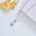 wholesale 925 Sterling Silver with Heart-Shaped Stone and Flower Design Pendant Necklace - Mother's Day Gift-0-4