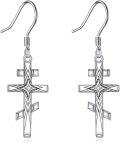 wholesale 925 Sterling Silver Retro Eastern Orthodox Cross Dangle Drop Earrings Religious Christian Jewelry for Men & Women-0-0