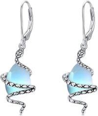 wholesale 925 Sterling Silver Snake Wrapped Blue Opalite Teardrop Dangle Earrings for Women-Snake