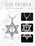 wholesale 925 Sterling Silver Cross in Star of David Pendant with Black Crackle Finish on  Necklaces for Men Women  Set-0-4