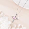wholesale 925 Sterling Silver Pink Heart Angel Wings Pendant Necklace for Women and Girls-0-2