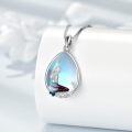 wholesale 925 Sterling Silver Teardrop Moonstone Mermaid Pendant Necklace for Women and Girls-0-2