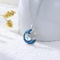 wholesale 925 Sterling Silver Mermaid Necklace with Blue Enamel and Moonstone Pendant Ocean Animal  for Women-0-1