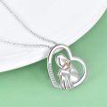 wholesale 925 Sterling Silver Heart-Shaped Cat Lovers' Pendant Necklace with Cubic Zirconia and Rose Gold Plating-0-2
