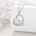 wholesale 925 Sterling Silver Mama Bear and Cub Love Heart Pendant Necklace s for Women-0-2
