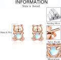 wholesale 925 Sterling Silver Teddy Bear Heart Moonstone Stud Earrings for Women Hypoallergenic -0-5