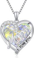 wholesale TOUPOP Gifts For Mom Sterling Silver Heart Crystal Necklace I Love You Mom Jewelry Anniversary Birthday Christmas Gifts For Women Mother Mama Grandma -0-0