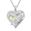 TOUPOP Sterling Silver Crystal Heart Necklace I Love You Mom Jewelry Gifts-0-0