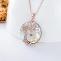TOUPOP 925 Sterling Silver Crystal Evil Eye Tree Of Life Circle Pendant Necklace-0-4