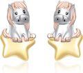 wholesale 925 Sterling Silver Star Unicorn Stud Earrings for Girls Women Kids Gift Hypoallergenic Jewelry 48673-0-0