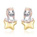 wholesale 925 Sterling Silver Cute Horse Earrings Wholesale With Gold Star Base-0-0