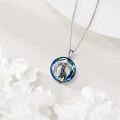 wholesale 925 Sterling Silver Black Cat in Blue Circle Crystal Pendant Necklace for Women-0-4