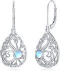 wholesale 925 Sterling Silver Teardrop Moonstone & Turquoise Filigree Drop Earrings for Women-0-0