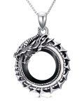 TOUPOP Sterling Silver & Stone Men's Dragon Cross St Christopher Necklace-0-0