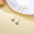 wholesale 14K Gold Blue Crystal Evil Eye Long Chain Drop Earrings for Women-0-2
