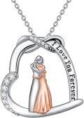 wholesale 925 Sterling Silver Infinity Heart Mommy and Me Pendant Necklaces with Cubic Zirconia - I Love You Forever Message Charm Gifts for Mothers Day/Christmas/Women's Birthday-0-0
